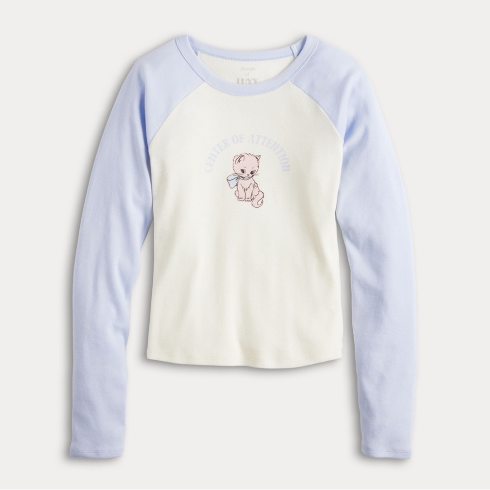 NEW Threads of Lux Kitty Graphic Long Sleeve Top‎